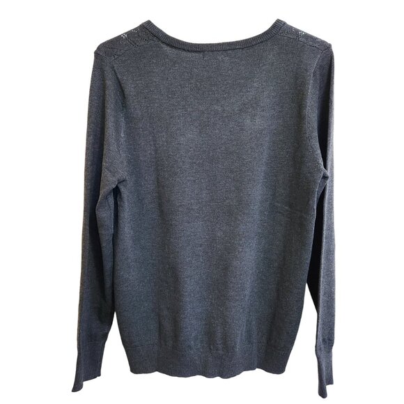 NWT Timeless Blair London Gray Diamond Pointelle Front Cardigan Sweater Size M - Picture 4 of 15